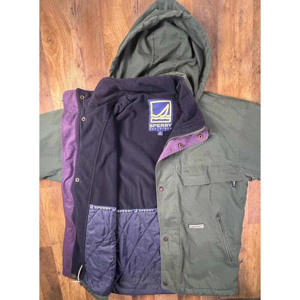 VTG Sperry Top-Sider Jacket Sailing Winter Heavy Coat Boat Large Fleece Lined
